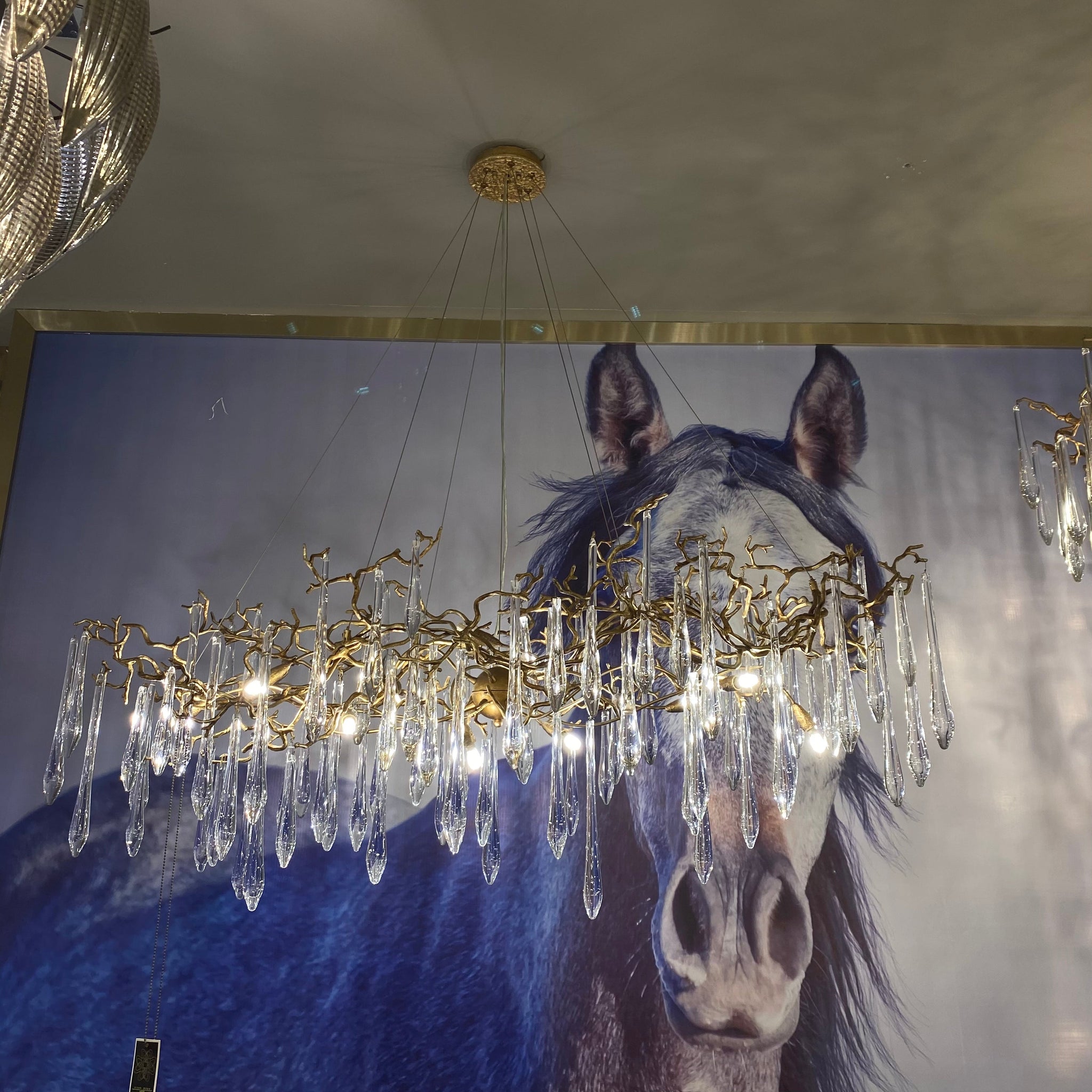 New Clear Crystal Rain Copper Branch Chandelier Modern Designer Pendant Light For Dining Table/Kitchen Island