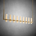 Nova Linear Milk Glass Chandelier – Brass & Bronze Finish