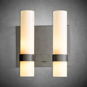 Nova Milk Glass Double Wall Sconce – Brass Bronze Nickel Finishes