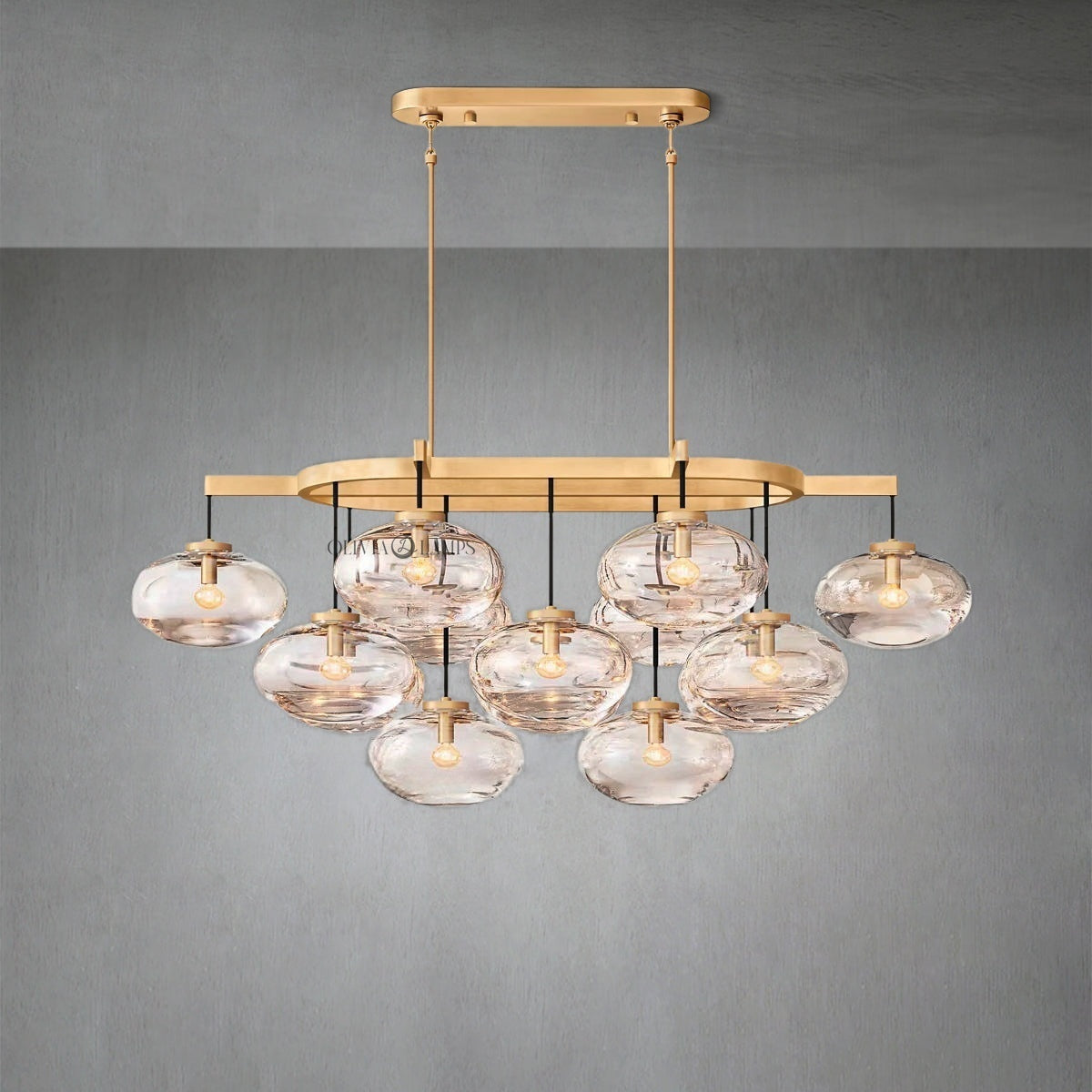 Cabretle Clear Glass Linear Chandelier 54"