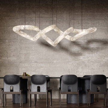 Oslo Designer Inspired Double Loop Symmetrical Alabaster Chandelier