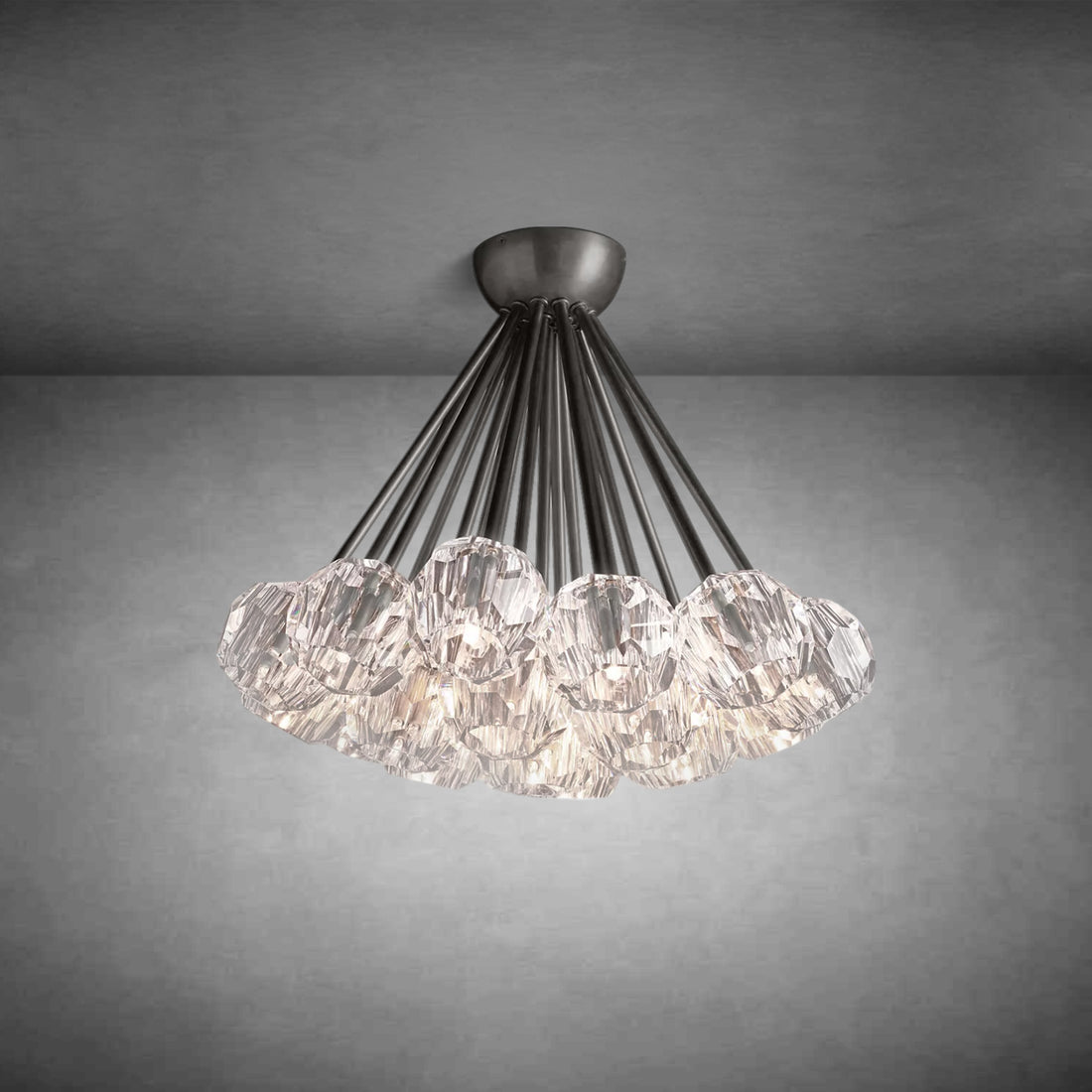 Bille De Crystal Glass Flushmount 24"