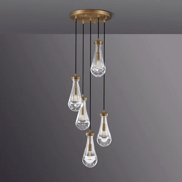Raindrop Round Chandelier 5 Lights 14"D