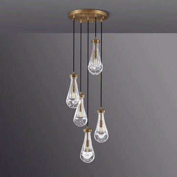 Raindrop Round Chandelier 5 Lights 14"D