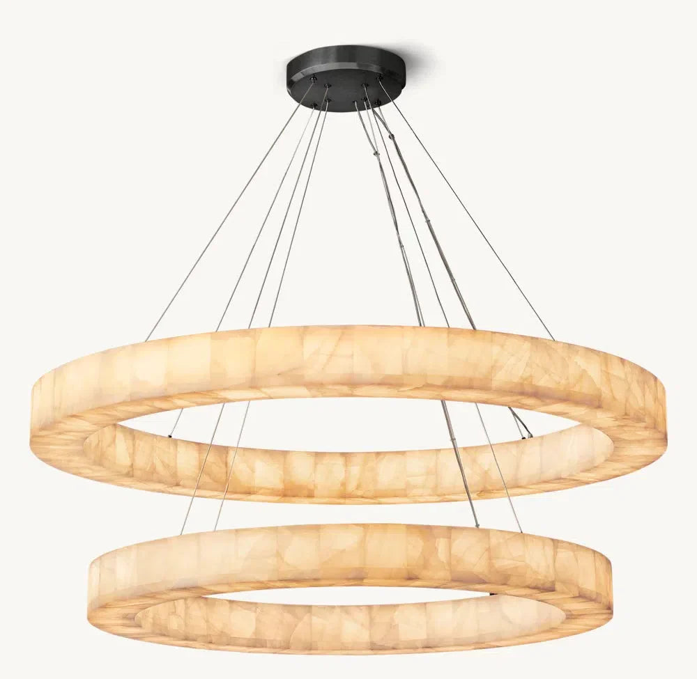Rivago 2-Tier Round Calcite Chandelier 60"