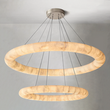 Rivago Lisse Alabaster Two-Tiered Round Chandelier 61"