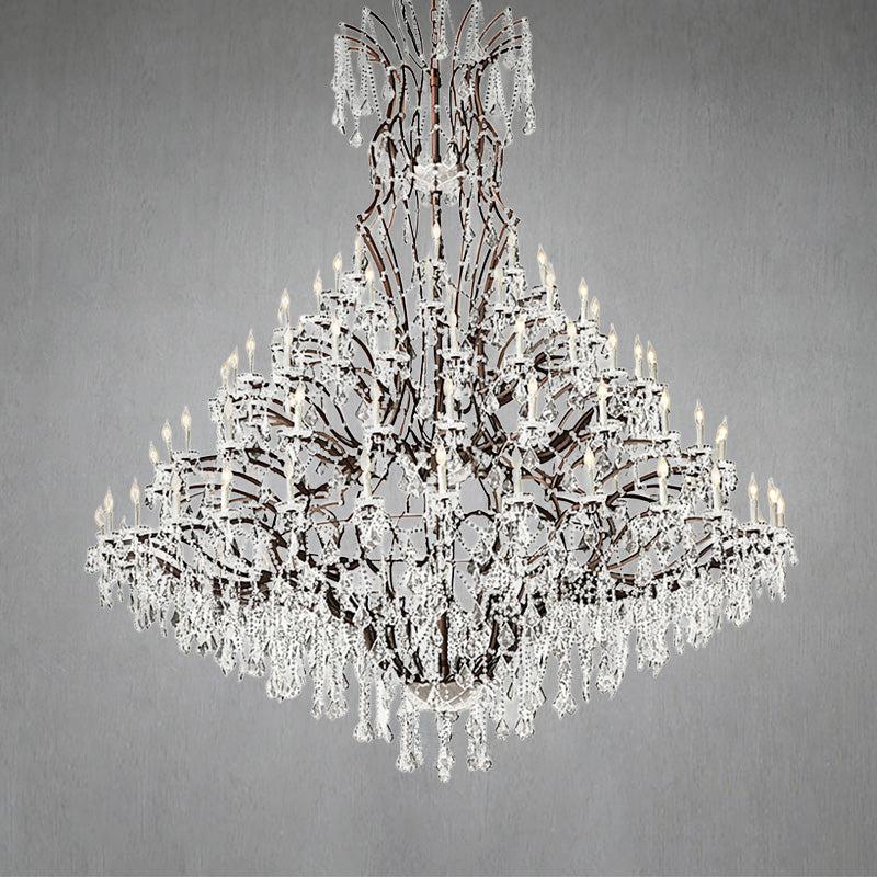 Rococo Iron & Crystal Round Chandelier 101"
