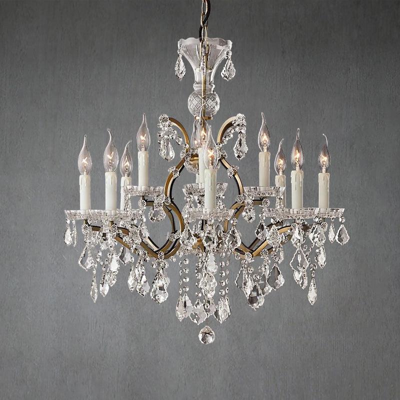 Rococo Iron & Crystal Round Chandelier 28"