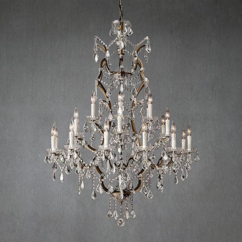 Rococo Iron & Crystal Round Chandelier 40"
