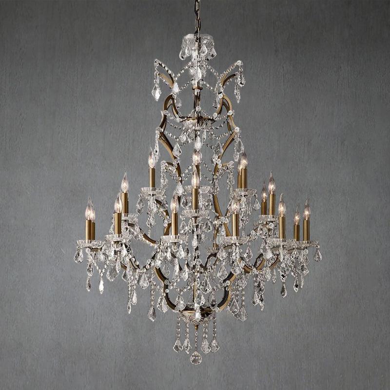 Rococo Iron & Crystal Round Chandelier 40"