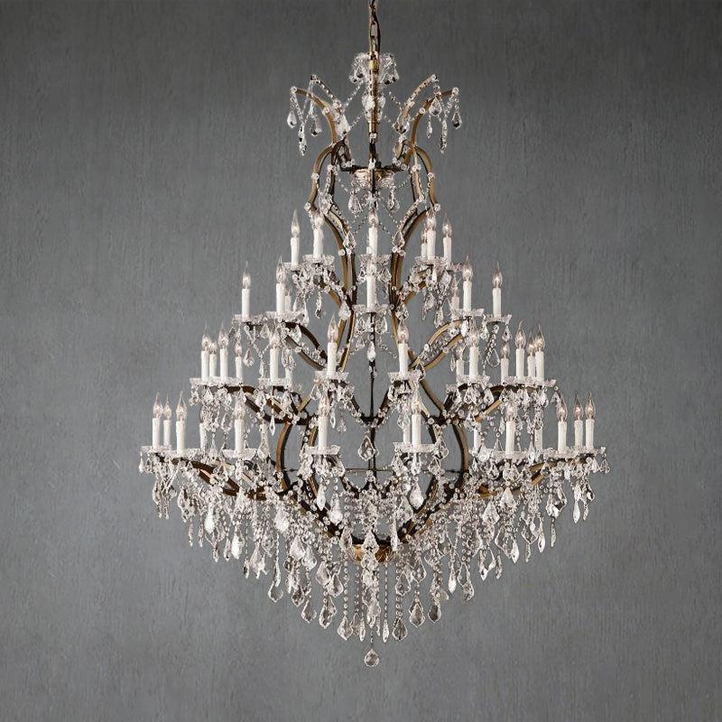 Rococo Iron & Crystal Round Chandelier 60"