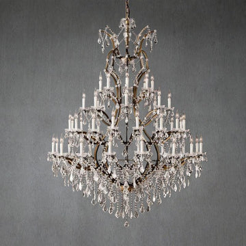 Rococo Iron & Crystal Round Chandelier 60"