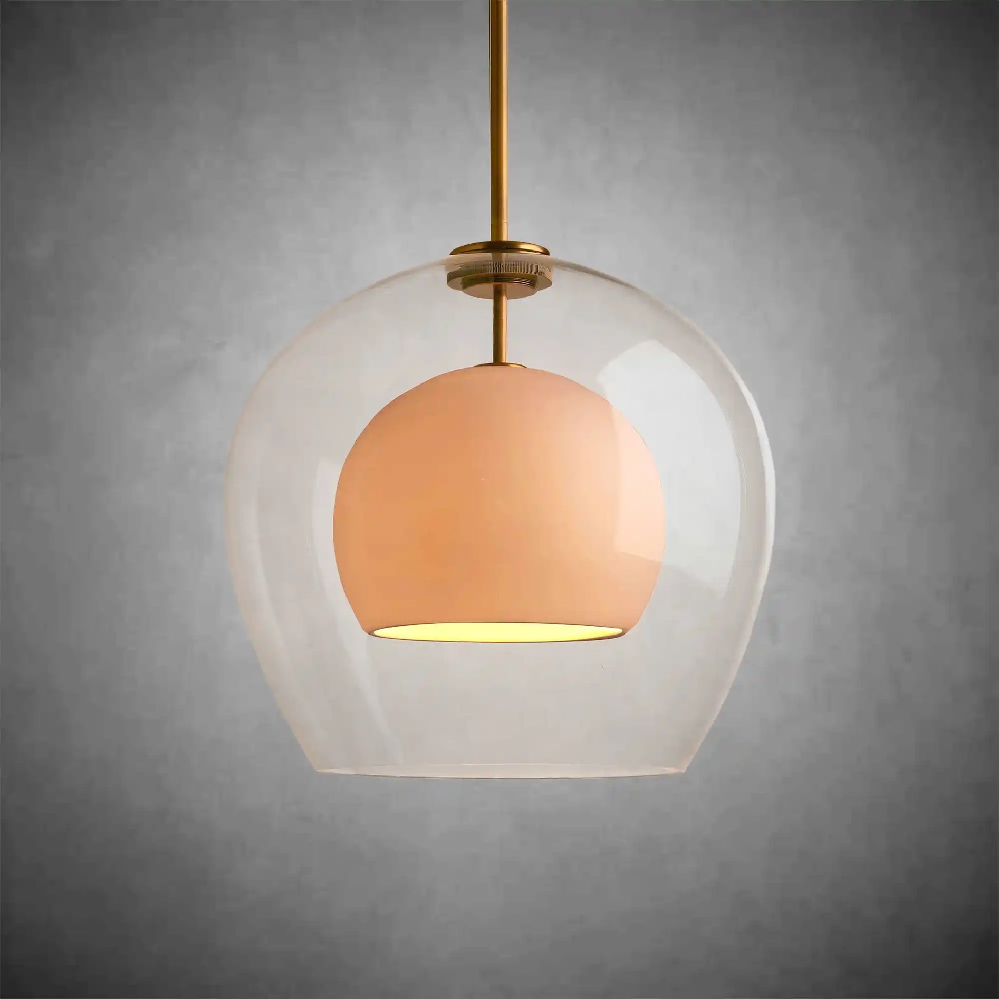 Romy Matte Porcelain Glass Dome Pendant Light with Brass Finish