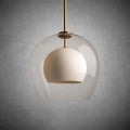 Romy Matte Porcelain Glass Dome Pendant Light with Brass Finish