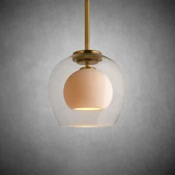 Romy Matte Porcelain Glass Dome Pendant Light with Brass Finish