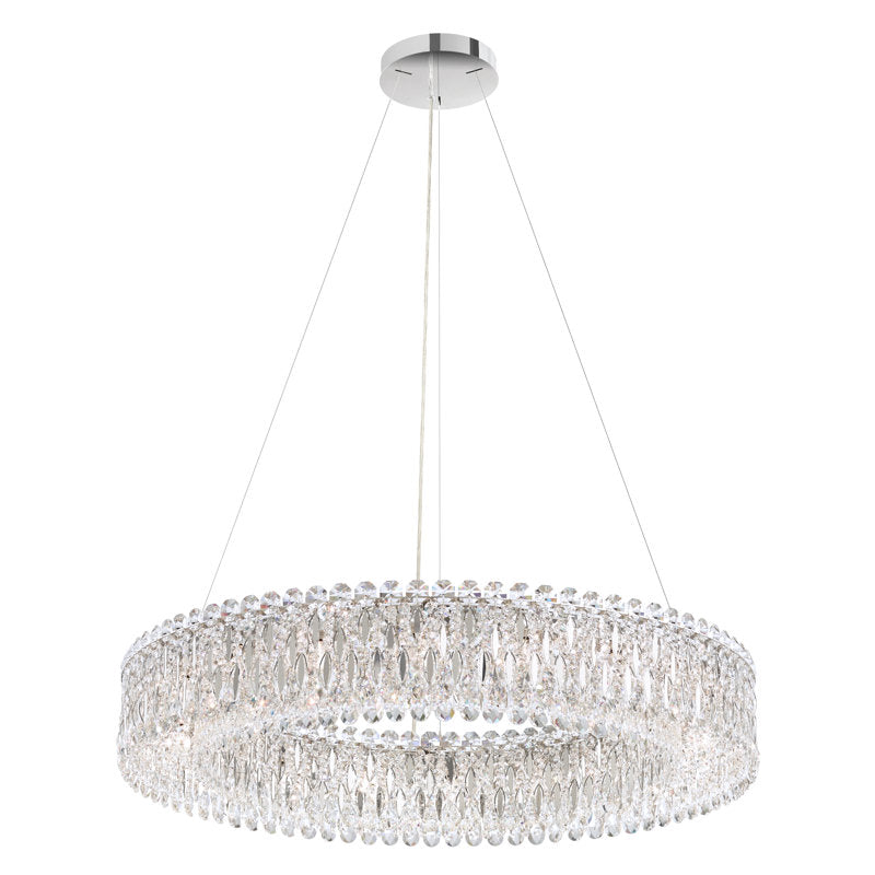Sarella 18-Light Unique Statement Drum Chandelier with Clear Heritage Crystal