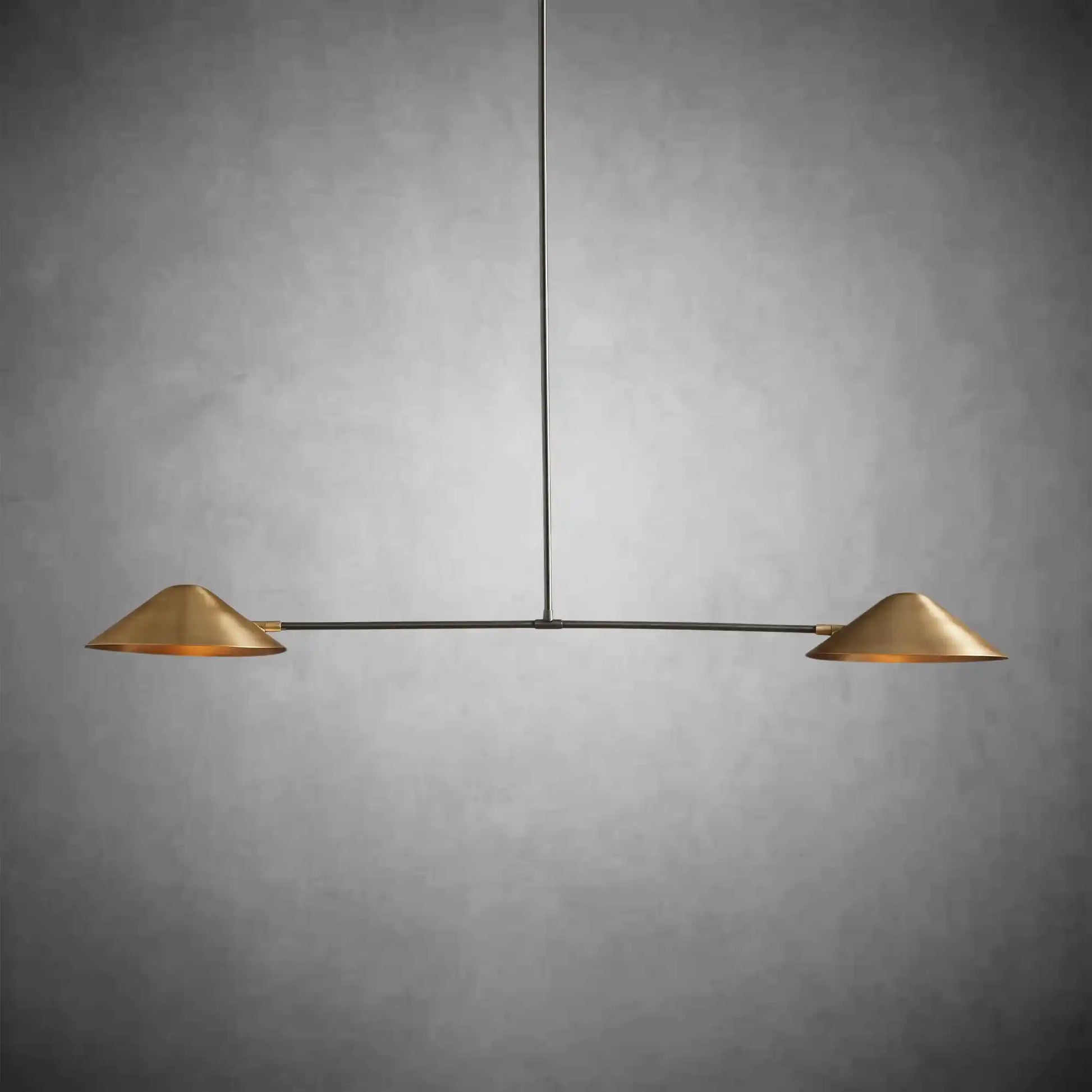 Simms 2-Light Linear Chandelier: Mid-Century Antique Brass, Adjustable Drop