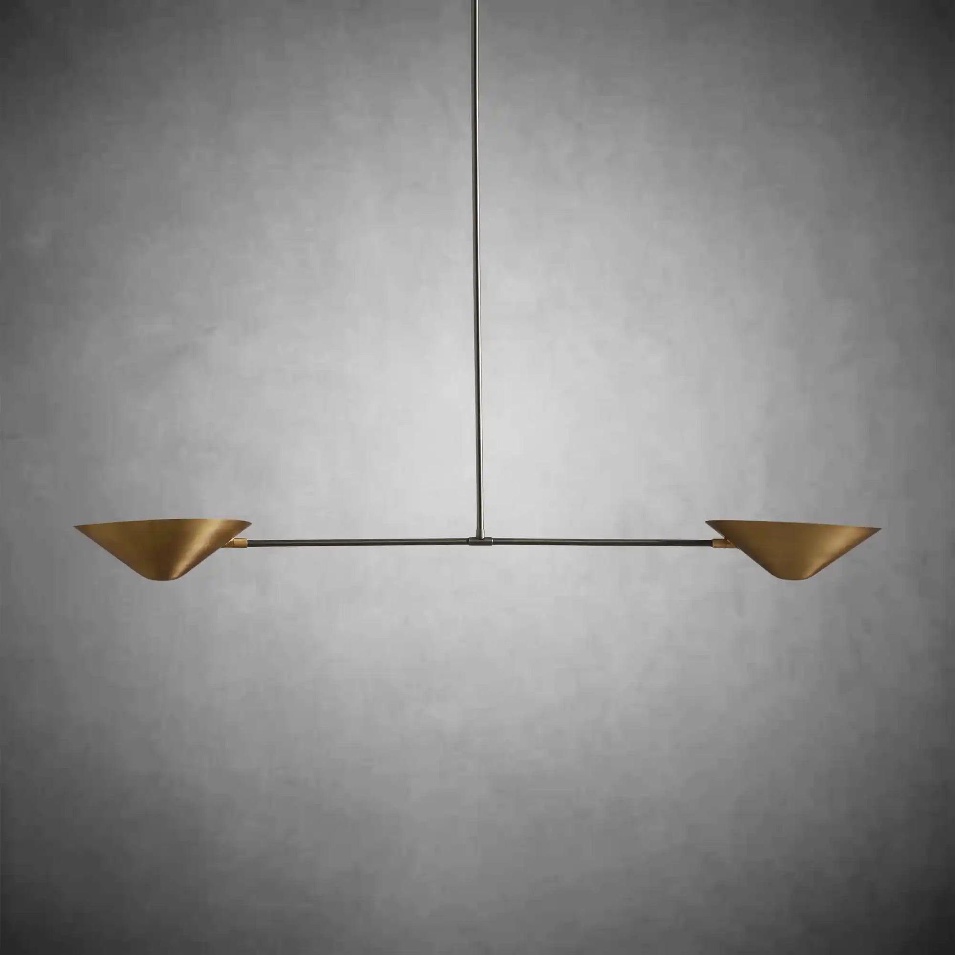 Simms 2-Light Linear Chandelier: Mid-Century Antique Brass, Adjustable Drop