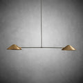 Simms 2-Light Linear Chandelier: Mid-Century Antique Brass, Adjustable Drop