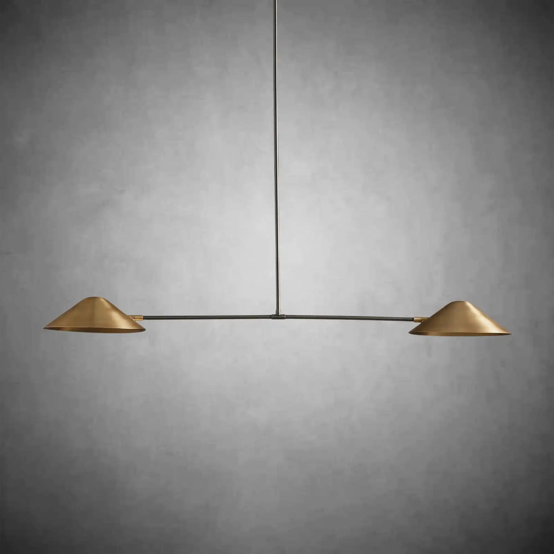Simms 2-Light Linear Chandelier: Mid-Century Antique Brass, Adjustable Drop
