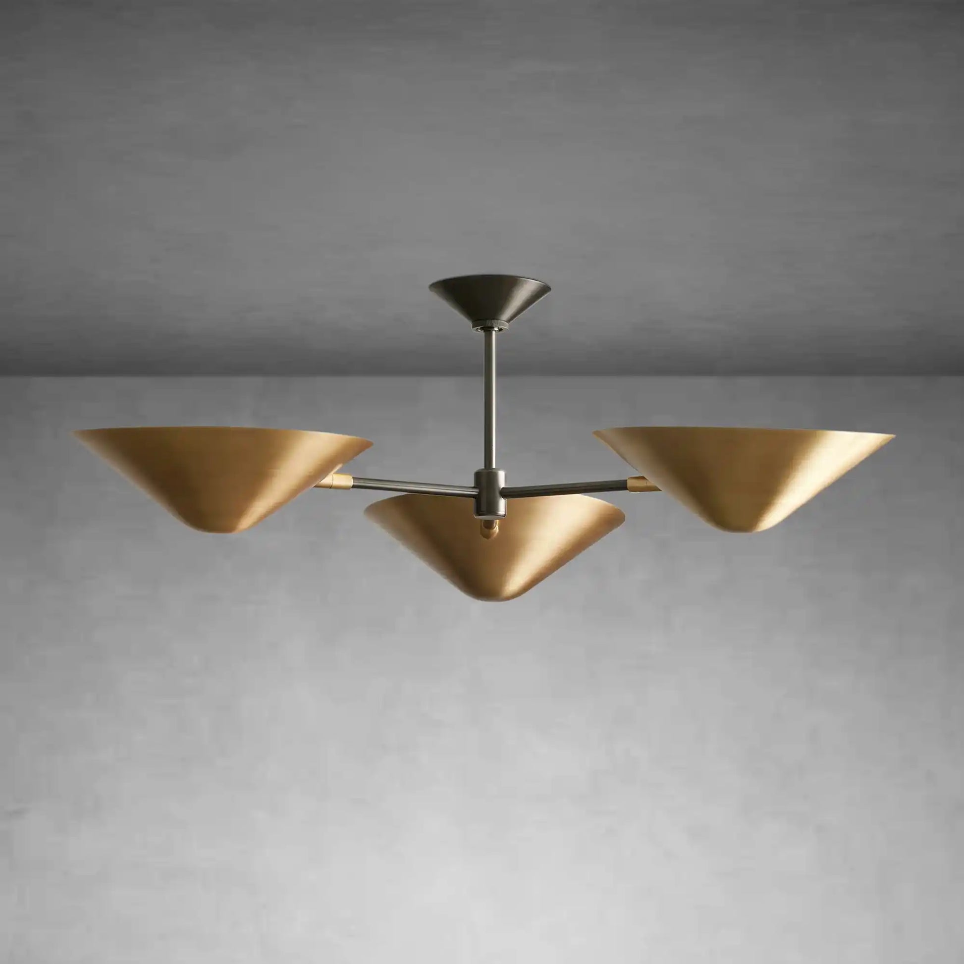 Simms Flush Mount Brass Ceiling Lamp with Rotating Shades