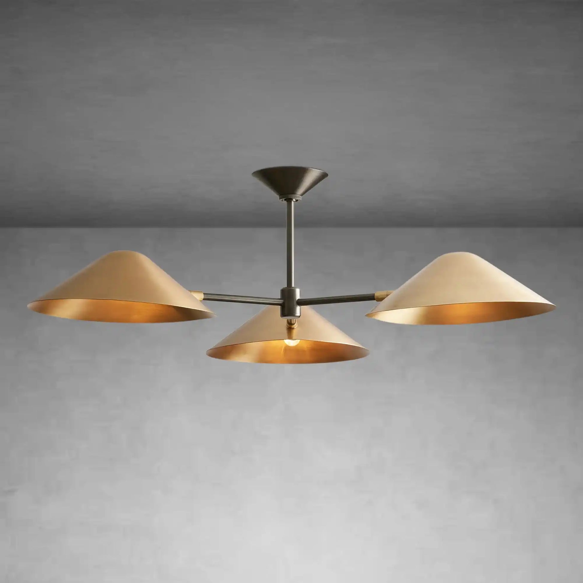 Simms Flush Mount Brass Ceiling Lamp with Rotating Shades