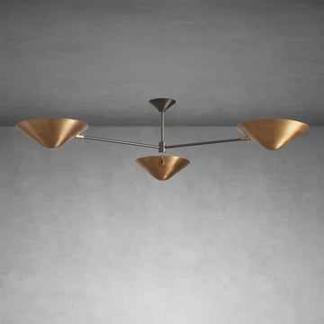 Simms Flush Mount Brass Ceiling Lamp with Rotating Shades