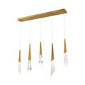 Solitude Linear LED Multi Pendant Light in Aged Brass (5-Light).