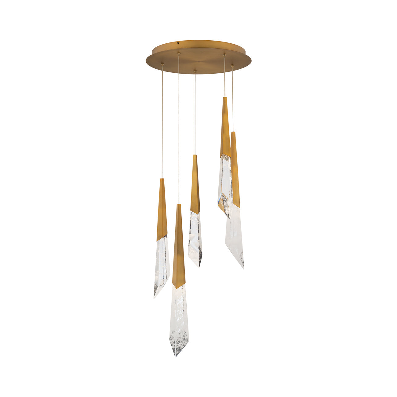 Solitude Round LED Multi Chandelier in Aged Brass (5-Light).