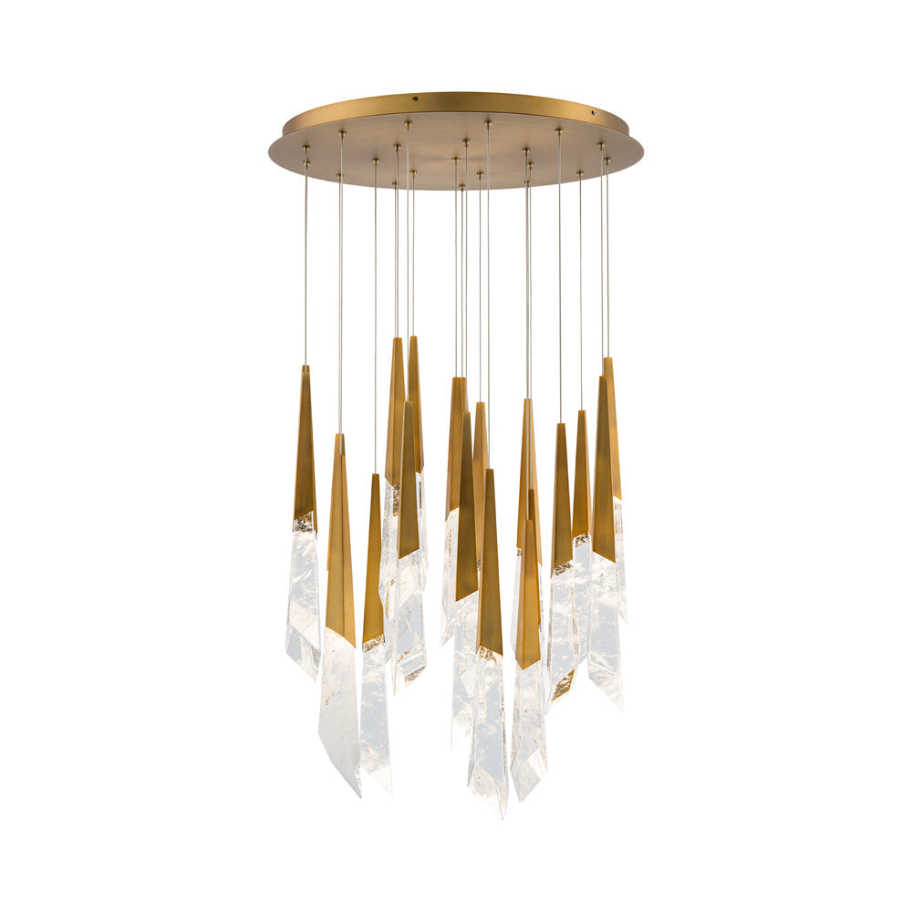 Solitude Round LED Multi Chandelier in Aged Brass (21-Light).