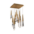 Solitude Square LED Multi Pendant Light in Aged Brass (13-Light).