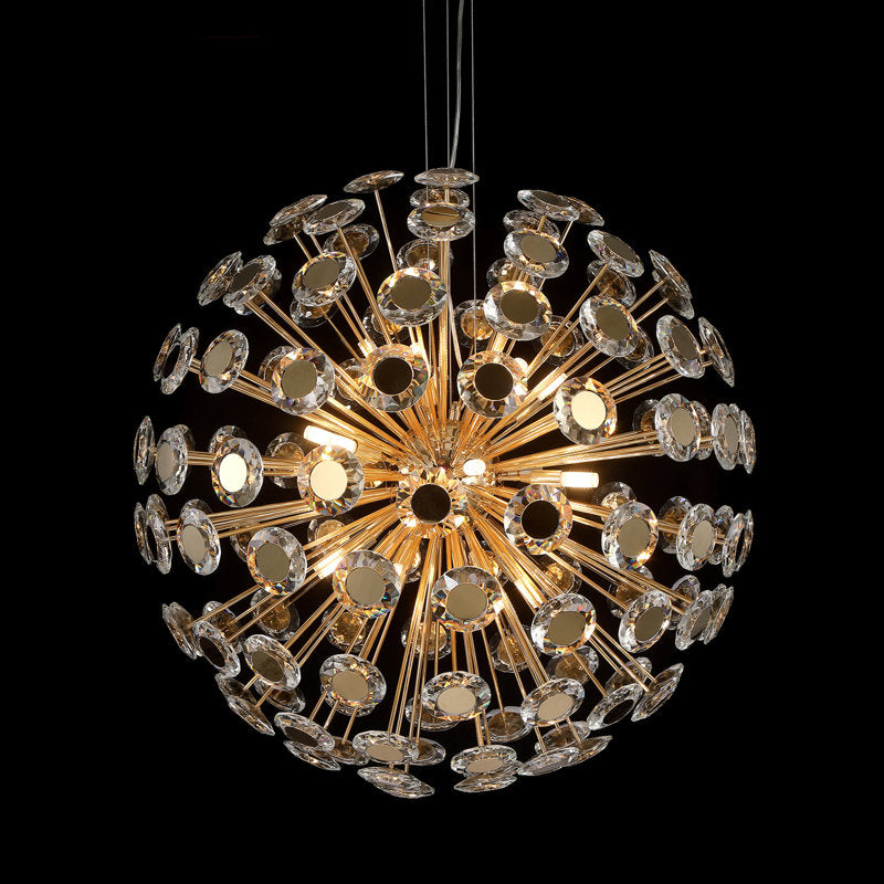 Michael Amini 18-Light Gold Sputnik Globe Chandelier with Crystal Accents