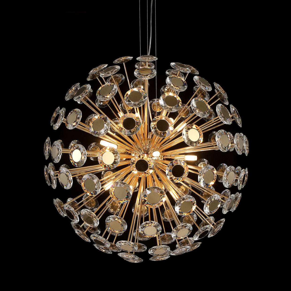 Michael Amini 18-Light Gold Sputnik Globe Chandelier with Crystal Accents