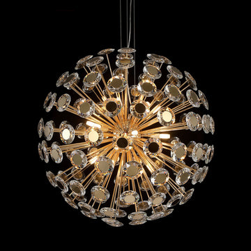 Michael Amini 18-Light Gold Sputnik Globe Chandelier with Crystal Accents