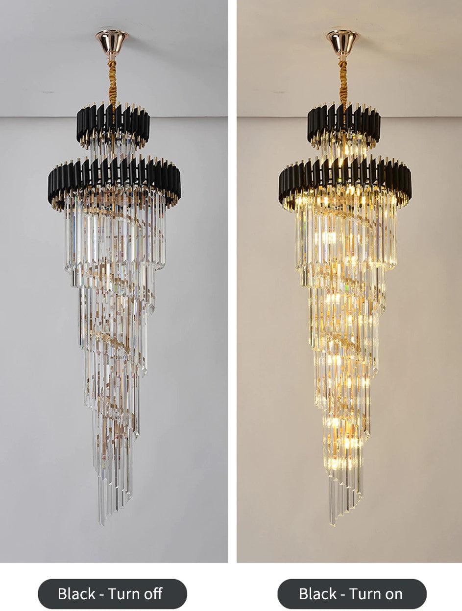 Extra Large Vertical Long Crystal Foyer Hallway Chandelier