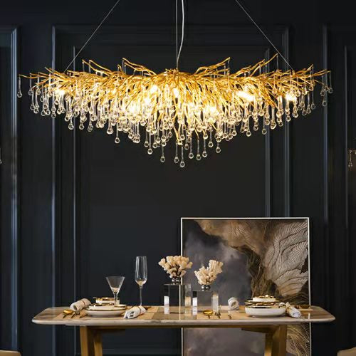 Stunning Tree Branch Crystal Chandelier with Clear Teardrop-shaped for Living/Dining Room