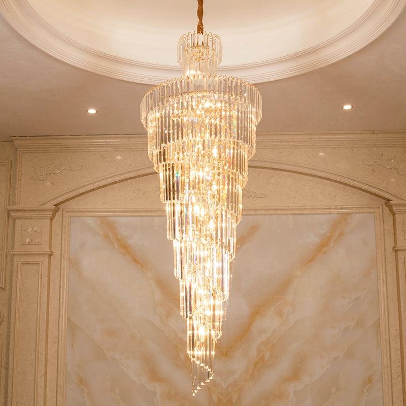 ValleyLamps D39.4"*H236.2"/ 58 Lights Fancy Extra Length modern Spiral Chandelier Long Crystal Chandelier For Hallway