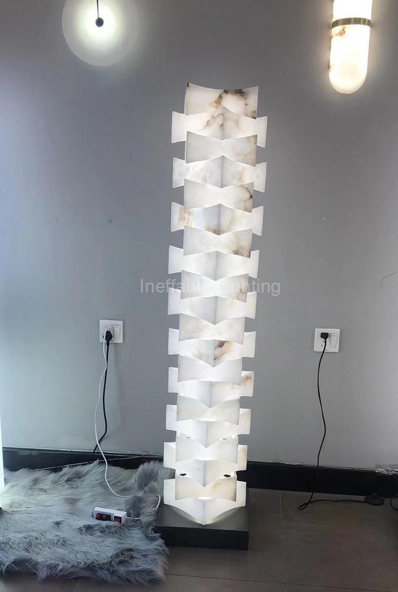 Verna Alabaster Floor Lamp, Living Room And Bedroom Decorative Standing Lamp - Ineffable Lighting