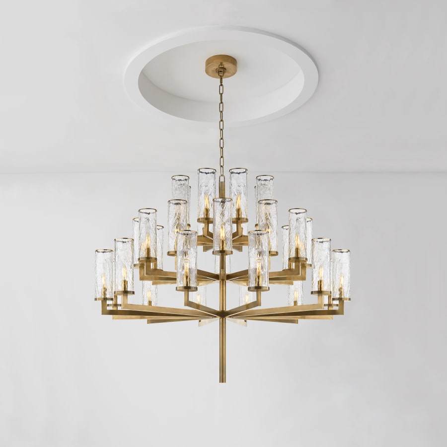 Rosario 47" Three-Tiered Chandelier with Crackle Glass