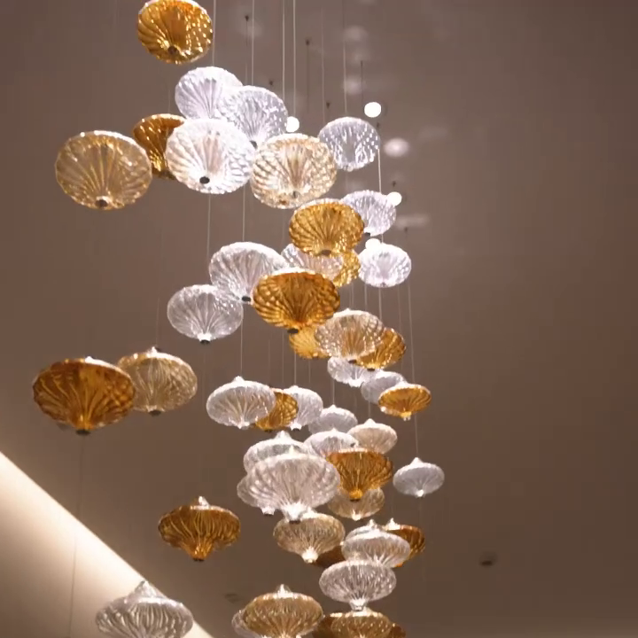 Creative Art Design Lanterns Glass  Floating Chandelier for Staircase/Foyer/Villa/Living room