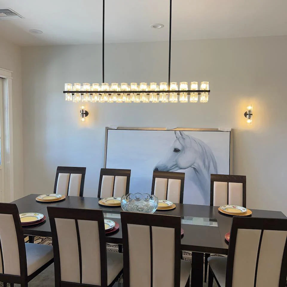 Reger Modern Linear Crystal Chandelier, Dining Room Light Fixtures