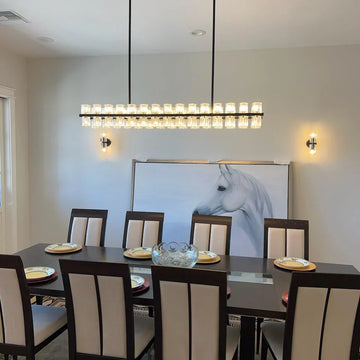 Reger Modern Linear Crystal Chandelier, Dining Room Light Fixtures