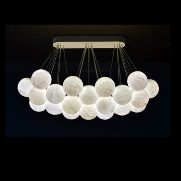 Brenda  27-Alabaster Ball Chandelier, Luxury Marble Lighting Fixtures