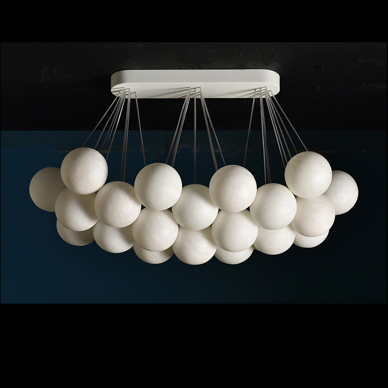 Brenda  27-Alabaster Ball Chandelier, Luxury Marble Lighting Fixtures