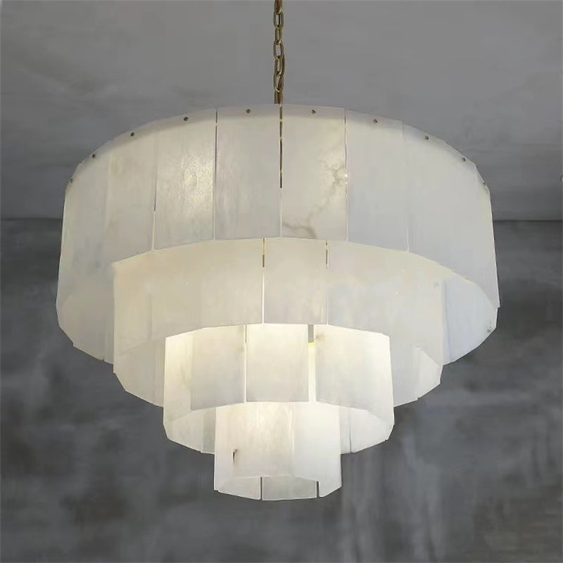 Brenda Classic marble Multi-Layer Round chandelier 31"