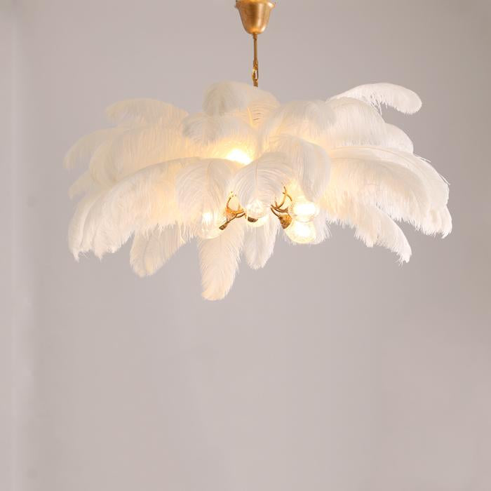 Aisha Feather Chandelier Brass Palm Tree Lamp